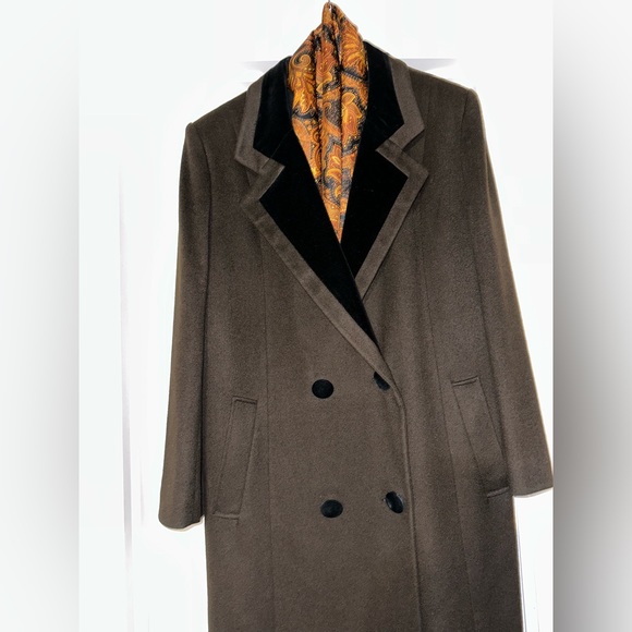 HOLLY DEB, BROWN, 100% WOOL, MEN’S DOUBLE-BREASTED DESIGNER OVERCOAT     Size: L - Picture 4 of 11